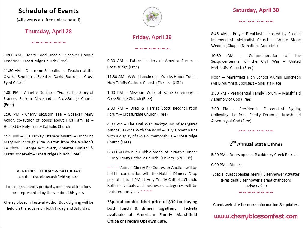 Schedule of Events